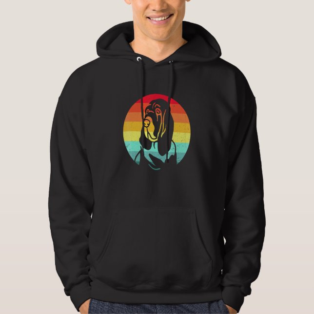 Bloodhound Retro Artwork Vintage Sunset Bloodhound Hoodie (Framsida)
