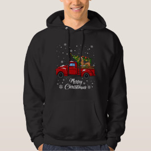 Bloodhound Riding Red Lastbil God jul Träd Hund Lo Hoodie