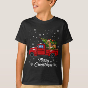 Bloodhound Riding Red Lastbil God jul Träd Hund Lo T Shirt