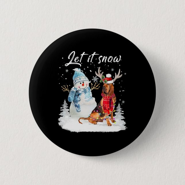 Bloodhound Santa Hund jul Snögubbe Julafton Pajama Knapp (Framsida)