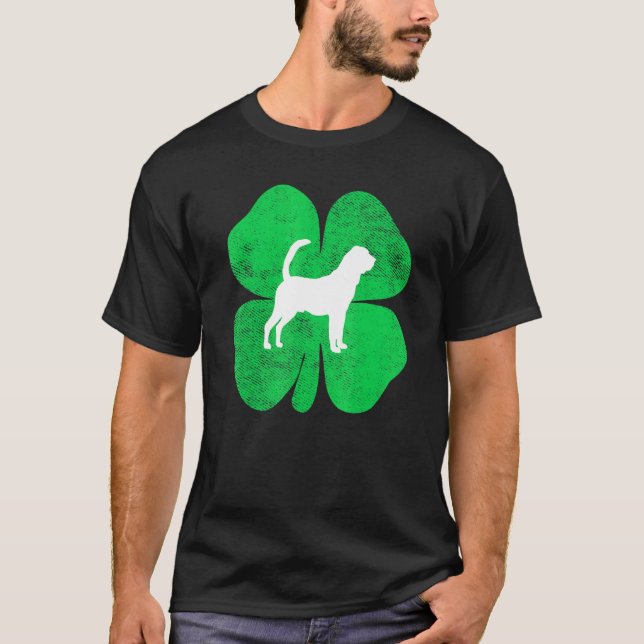 Bloodhound Shamrock Irish St patricks day T Shirt (Framsida)