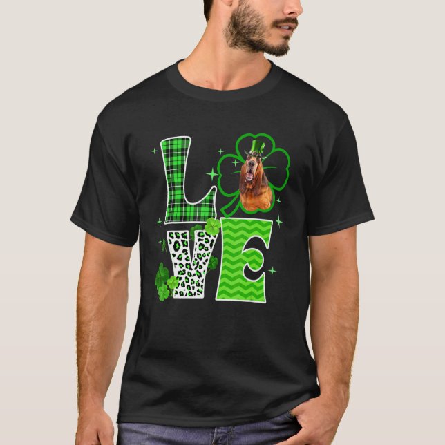 Bloodhound Shamrock Lucky C Irish St patricks day T Shirt (Framsida)