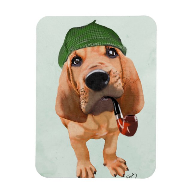 Bloodhound Sherlock Holmes Magnet (Vertikal)