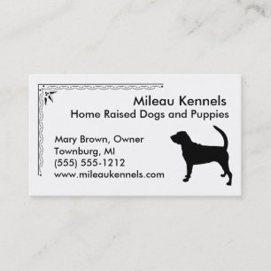 Bloodhound Silhouette Black and White Pet Visitkort