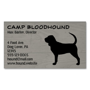 Bloodhound Silhouette Hund aveln Faux Wood Stil Magnetiska Visitkort