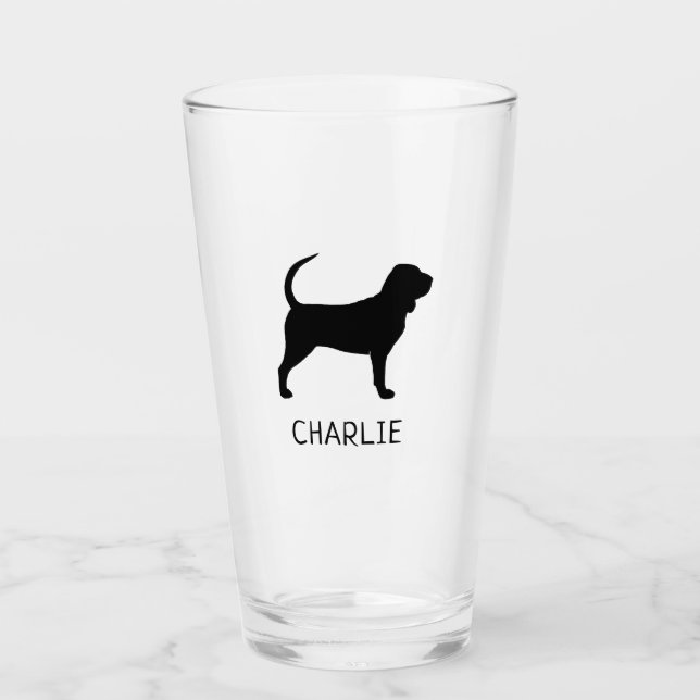 Bloodhound Silhouette Personlig Scent Hound Glaskopp (Framsida)