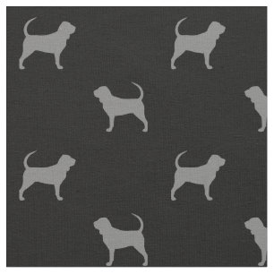 Bloodhound Silhouettes Grått och Black Patterned Tyg