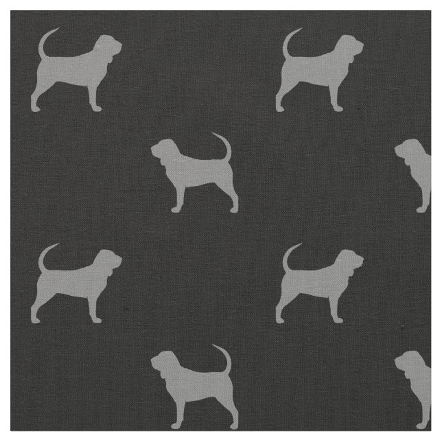 Bloodhound Silhouettes Grått och Black Patterned Tyg (Närbild)