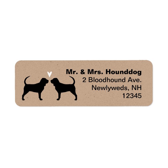 Bloodhound Silhouettes med Heart Returadress Etikett (Framsidan)