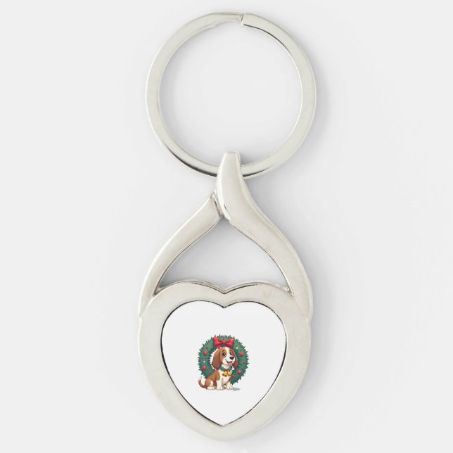 Bloodhound Sleigh Puller hund Twisted Heart Silverfärgad Nyckelring (Framsidan)