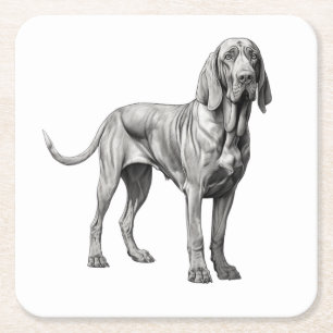 Bloodhounds-Hund-teckningar Underlägg Papper Kvadrat