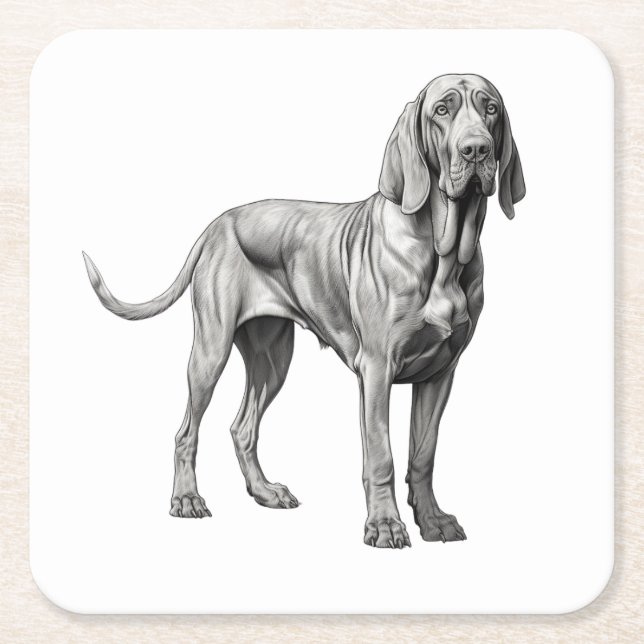 Bloodhounds-Hund-teckningar Underlägg Papper Kvadrat (Framsidan)