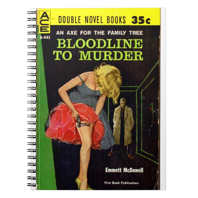 Bloodline to Murder pulp cover Anteckningsbok Med Spiral (Framsidan)