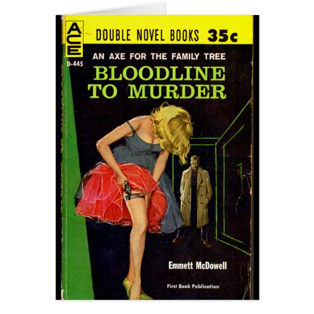 Bloodline to Murder pulp cover Hälsningskort (Framsidan)