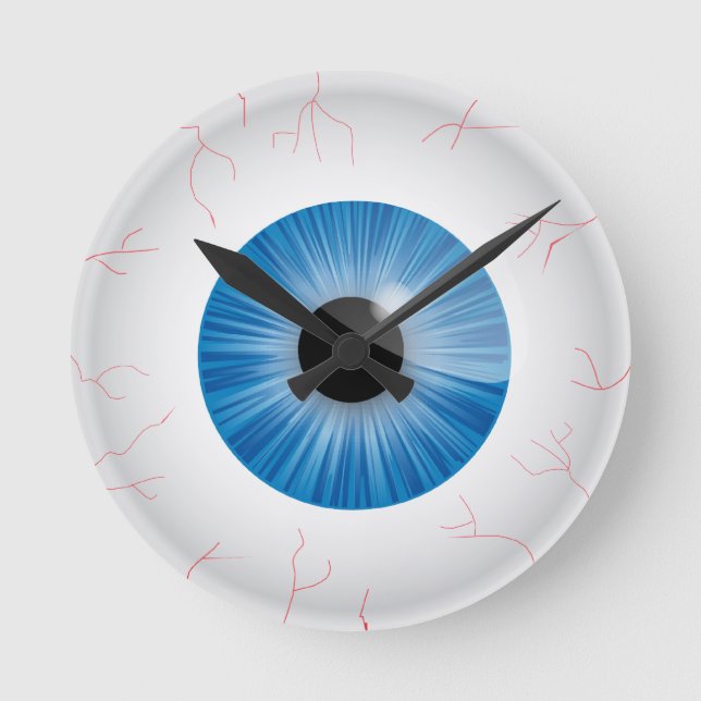 Bloodshot Blue Öga Wall Clock Rund Klocka (Framsida)