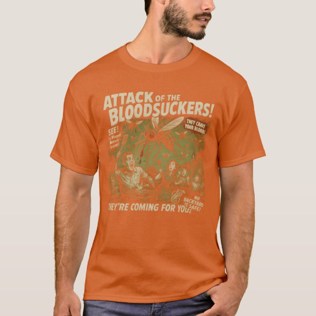 Bloodsuckers Attack Mosquitos Movie Poster Vintage T Shirt (Framsida)