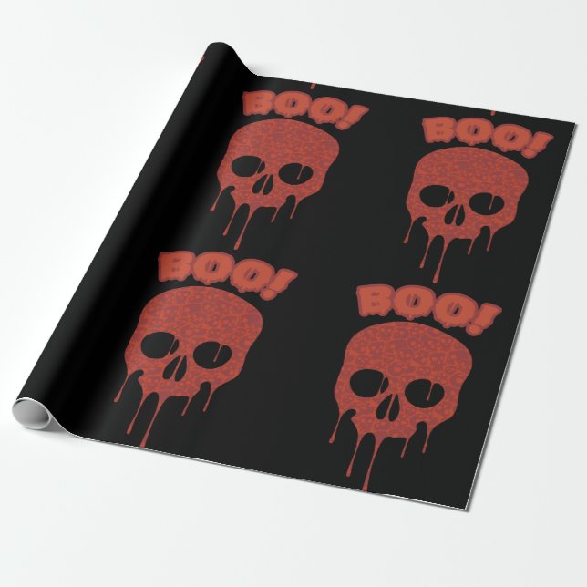 Bloody Boo Skull Halloween Presentpapper (Utrullad)