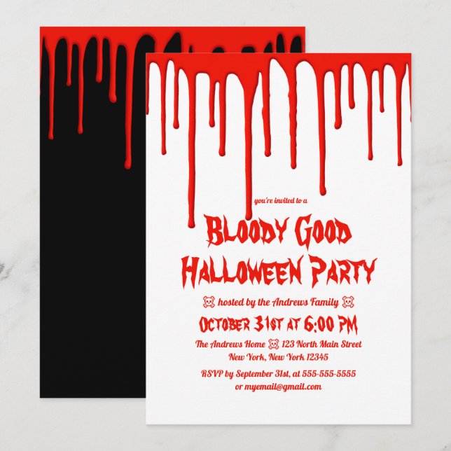 Bloody Bra Red Dripping Blood Halloween fest Inbjudningar (Fram/baksida)