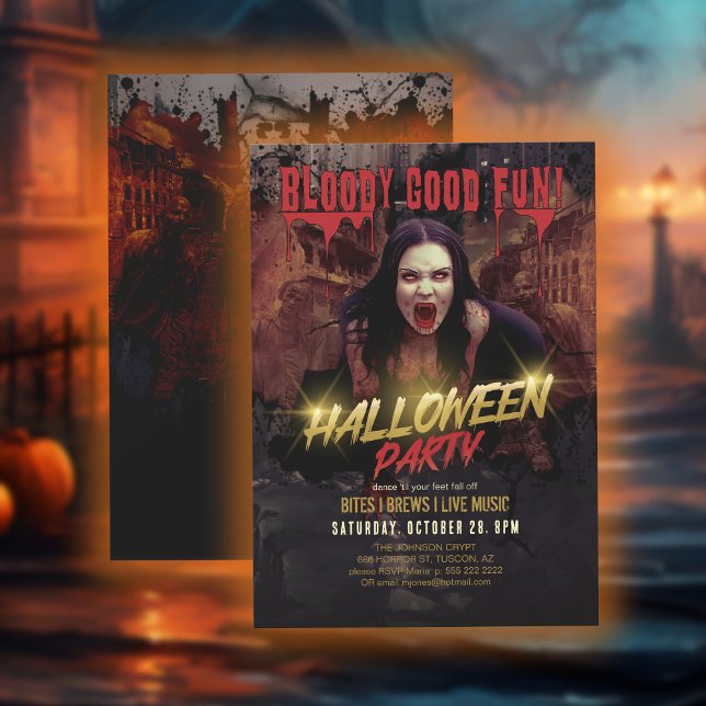 Bloody Bra Roligt Halloween fest ID980 Inbjudningar (Skapare uppladdad)