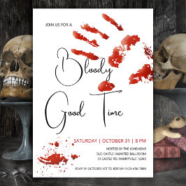 Bloody Bra Time Halloween-inbjudan, Bloody Hand Inbjudningar