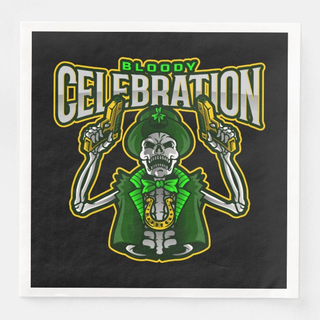 Bloody Firande Skeleton Leprechaun Pappersservett (Framsida)