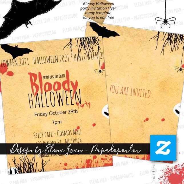 Bloody Halloween fest inbjudan Flygblad (Skapare uppladdad)