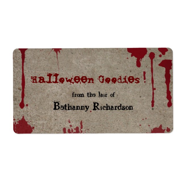 Bloody Halloween Kitchen-etikett Fraktsedel (Framsidan)