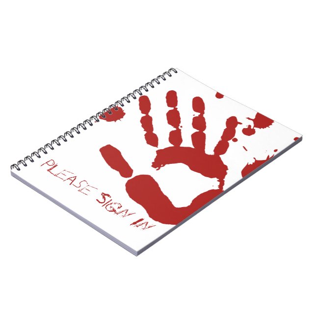 Bloody Hand Blood Spatter Halloween Guestbook Anteckningsbok (Vänstra Sidan)
