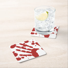 Bloody Hand Skriv ut blodspridare Halloween Underlägg Papper Kvadrat