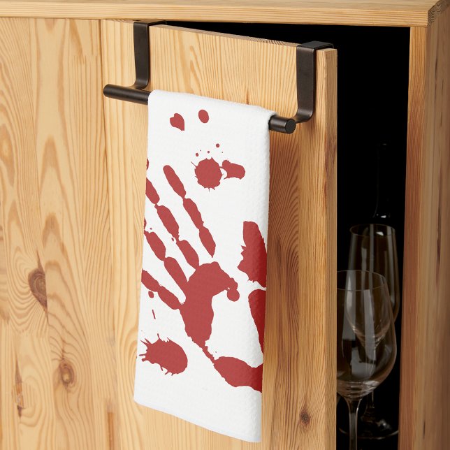 Bloody Hand Skriv ut Blood Spatter Halloween Props Kökshandduk (Skapare uppladdad)