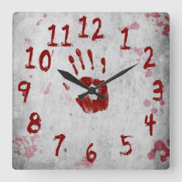 Bloody Handprint and Splattors - Wall Clock Fyrkantig Klocka