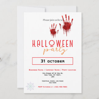 Bloody Handprint Business Halloween fest Anpassnin Inbjudningar