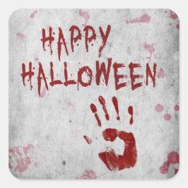Bloody Handprint Halloween Fyrkantigt Klistermärke