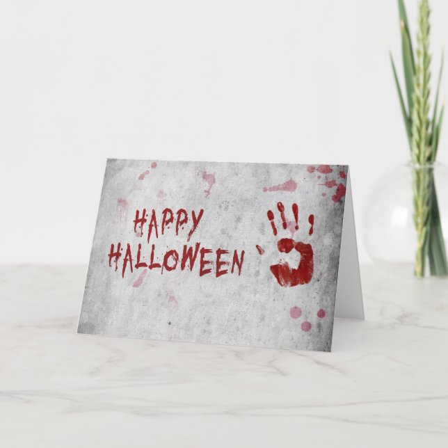 Bloody Handprint Halloween Kort (Framsida)