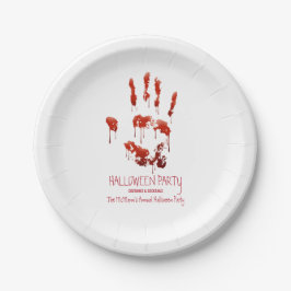 Bloody Handprint Halloween Pappra Tallrikar