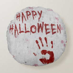Bloody Handprint Halloween Rund Kudde