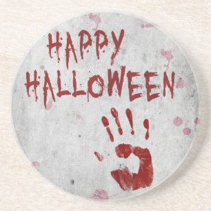 Bloody Handprint Halloween Underlägg Sandsten