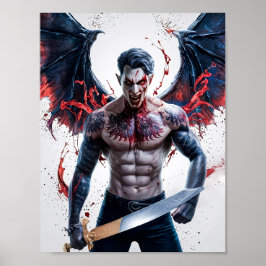 Bloody Handsome Vampire Warrior Poster Art