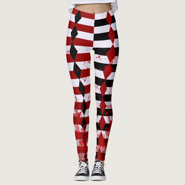 Bloody Harlequin Black, White and Red Leggings (Framsida)