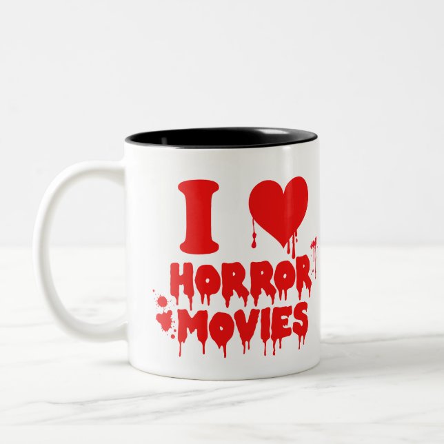 Bloody I Kärlek Heart Horror Movies Två-Tonad Mugg (Vänster)
