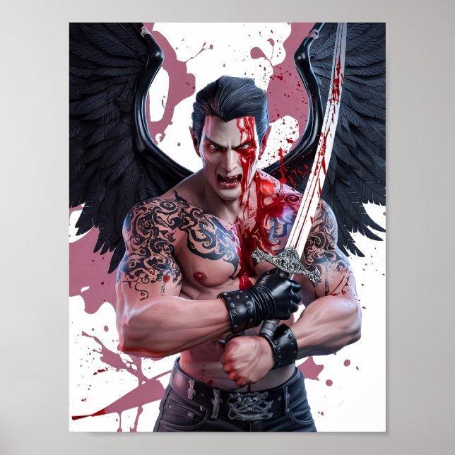 Bloody Male Vampire Warrior Poster Art (Framsidan)