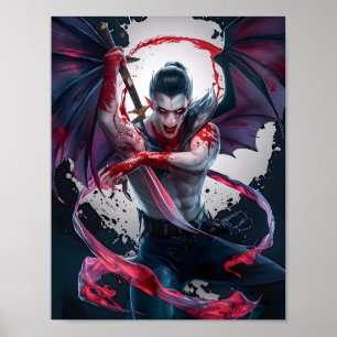 Bloody Male Vampire Warrior Poster Art
