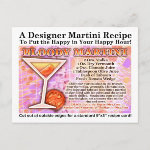 Bloody Martini Recipe-vykort Vykort
