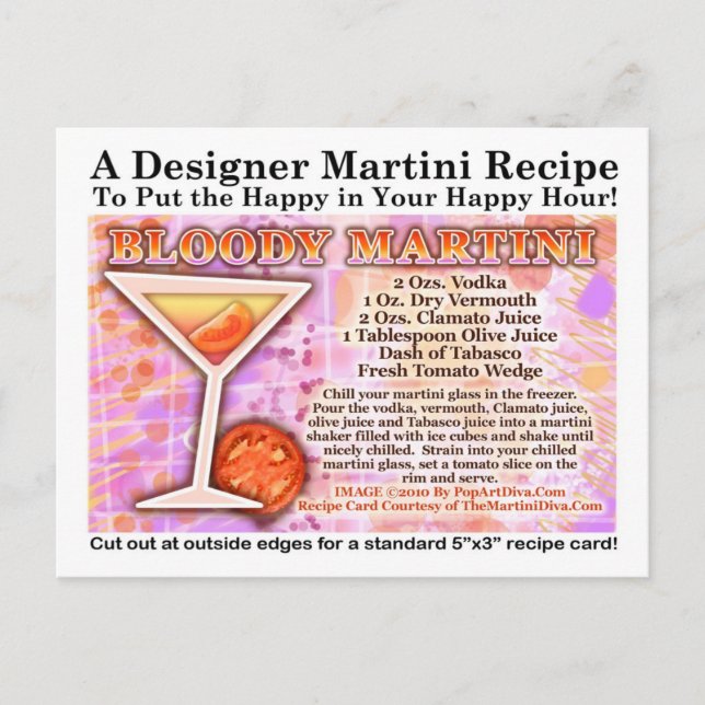 Bloody Martini Recipe-vykort Vykort (Framsida)