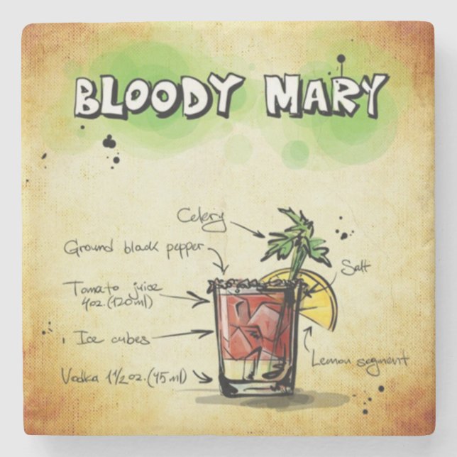 Bloody Mary Bartender Drink Recipe Stenunderlägg (Framsidan)