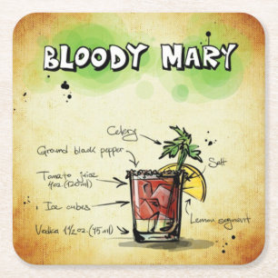Bloody Mary Bartender Drink Recipe Underlägg Papper Kvadrat
