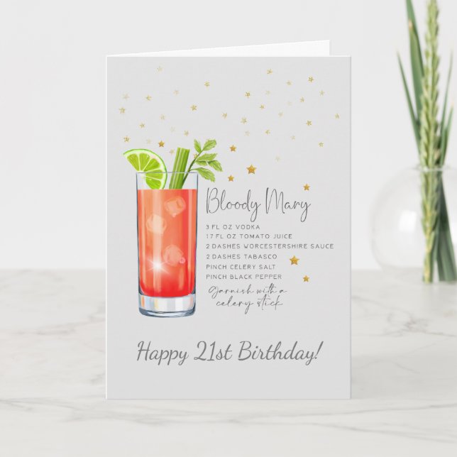 Bloody Mary Cocktail 21:a Grattis på födelsedagen- Kort (Framsida)