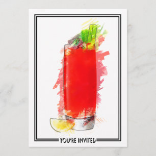 Bloody Mary Cocktail Marker Sketch Du är inbjuden Inbjudningar