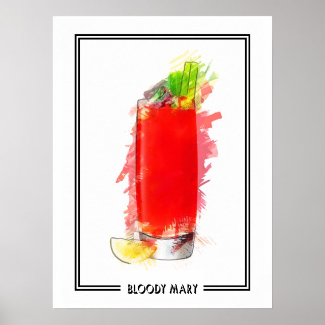 Bloody Mary Cocktail Marker Sketch Poster (Framsidan)