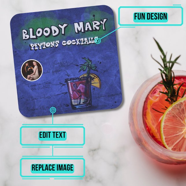 Bloody Mary Cocktail Party Underlägg Papper Kvadrat (Please enjoy our design and see the others in the collection.)